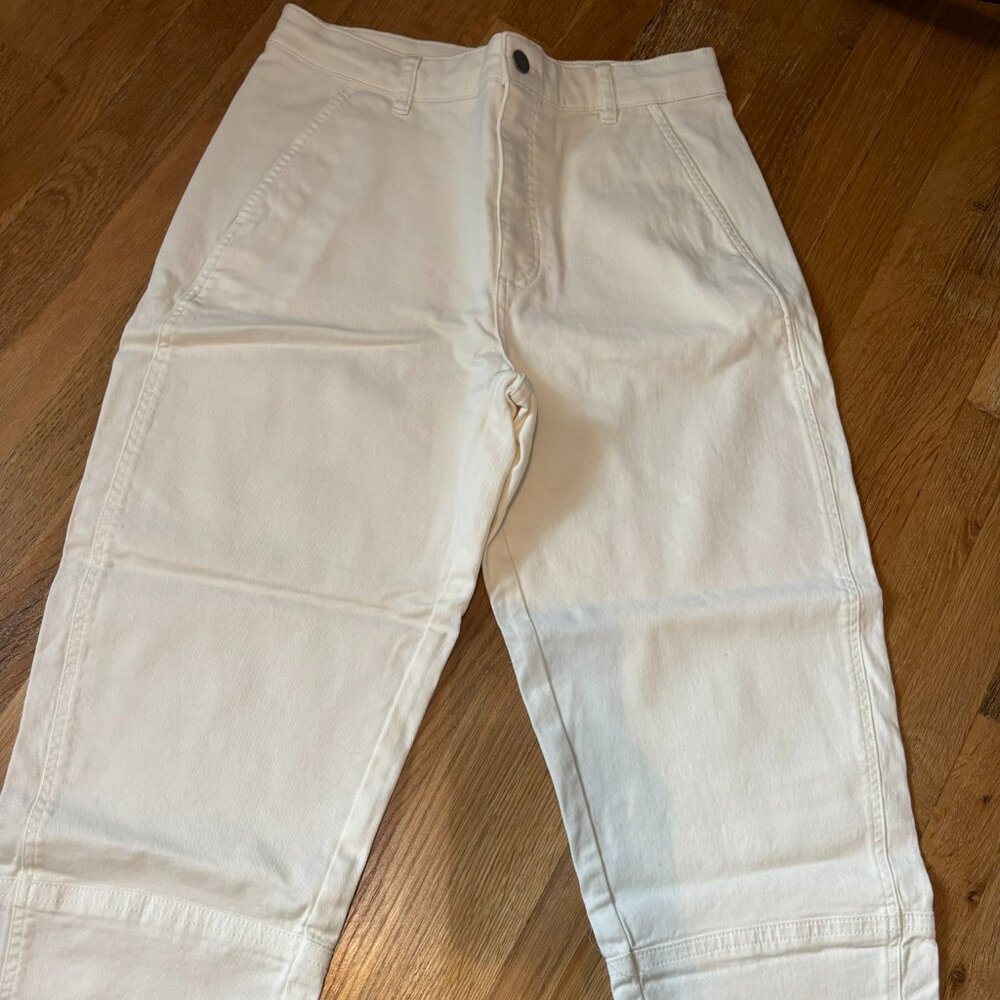 New - Women's Everlane White Barrel Utility Denim Jean - Organic Cotton - Sz 12